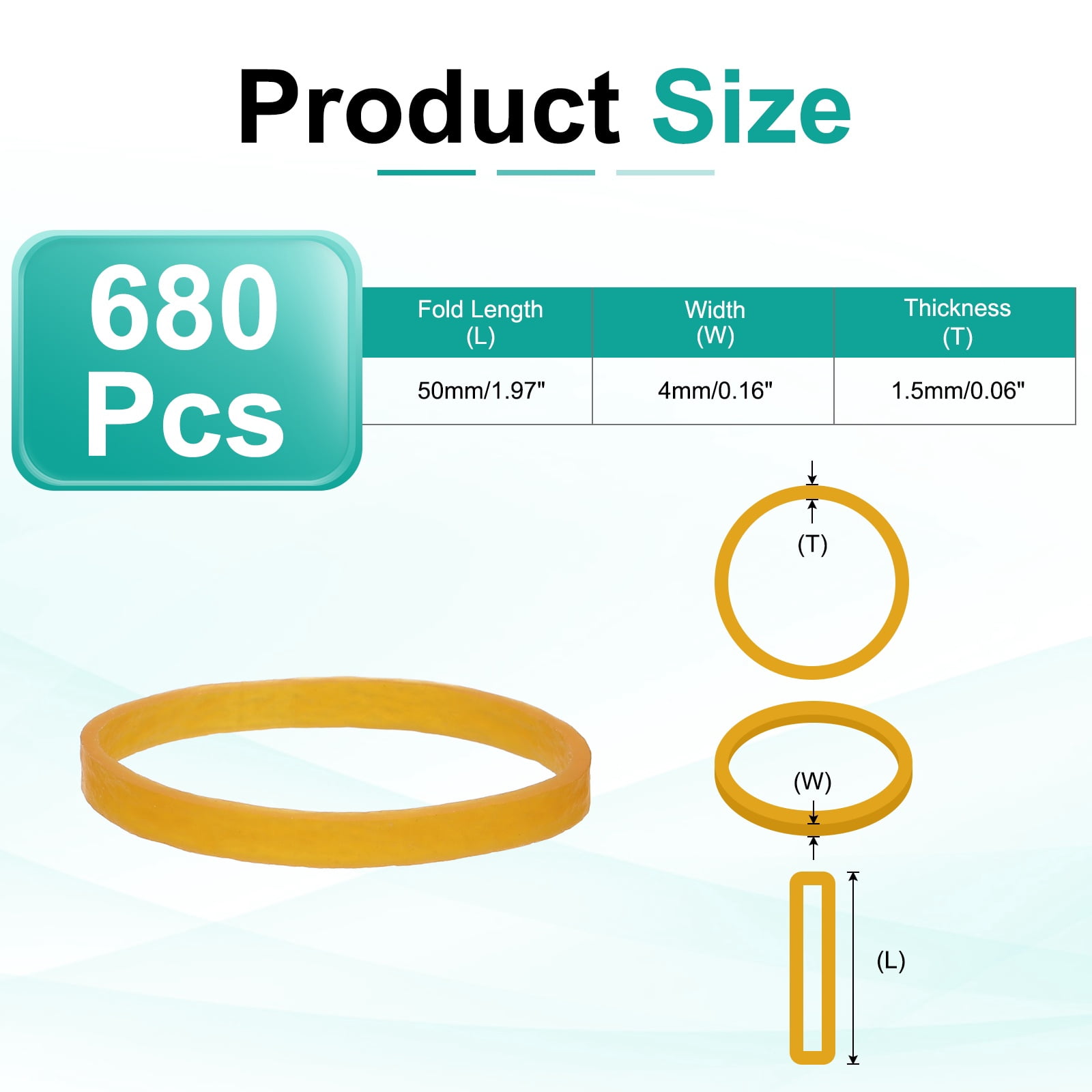 680Pack Rubber Bands, 1.97x0.16 Inch Elastic Bands for Office Supplies, Yellow