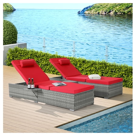 Outdoor Chaise Lounge Chair Set of 2 with Patio Pool Chairs Tanning Lounges for Outside