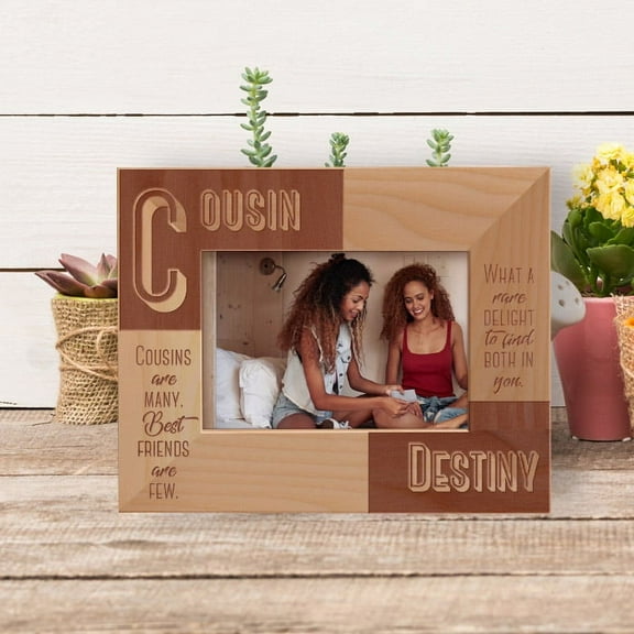 Cousins Are Many Best Friends Are Few Personalized Wooden Frame-5" x 3 1/2" Brown Horizontal