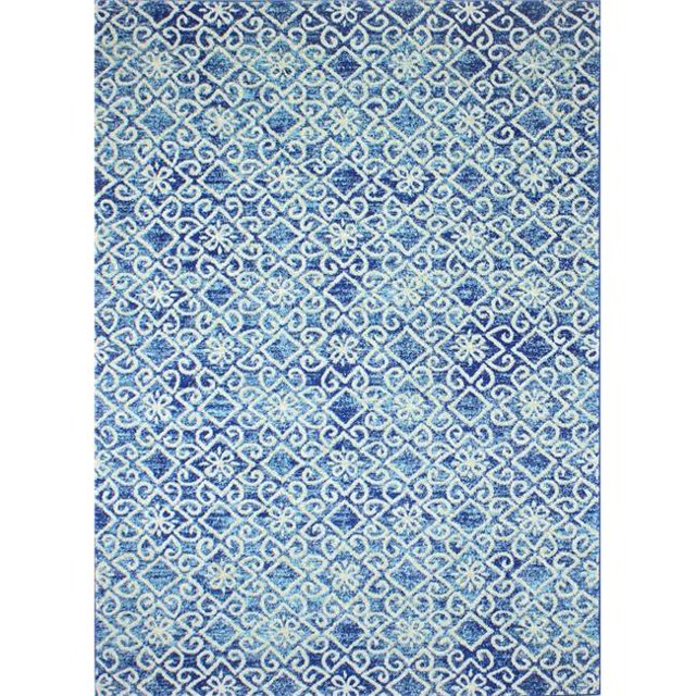 Bashian E110-DKBL-2.6X8-5657A Bashian Everek Collection Transitional Polypropylene Machine Made Area Rug, Dark Blue - 2 ft. 6 in. x 8 ft.