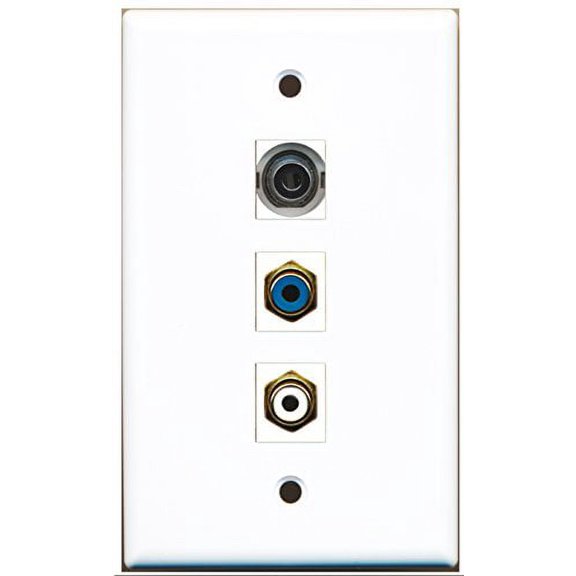 RiteAV - 1 Port RCA White and 1 Port RCA Blue and 1 Port 3.5mm Wall Plate