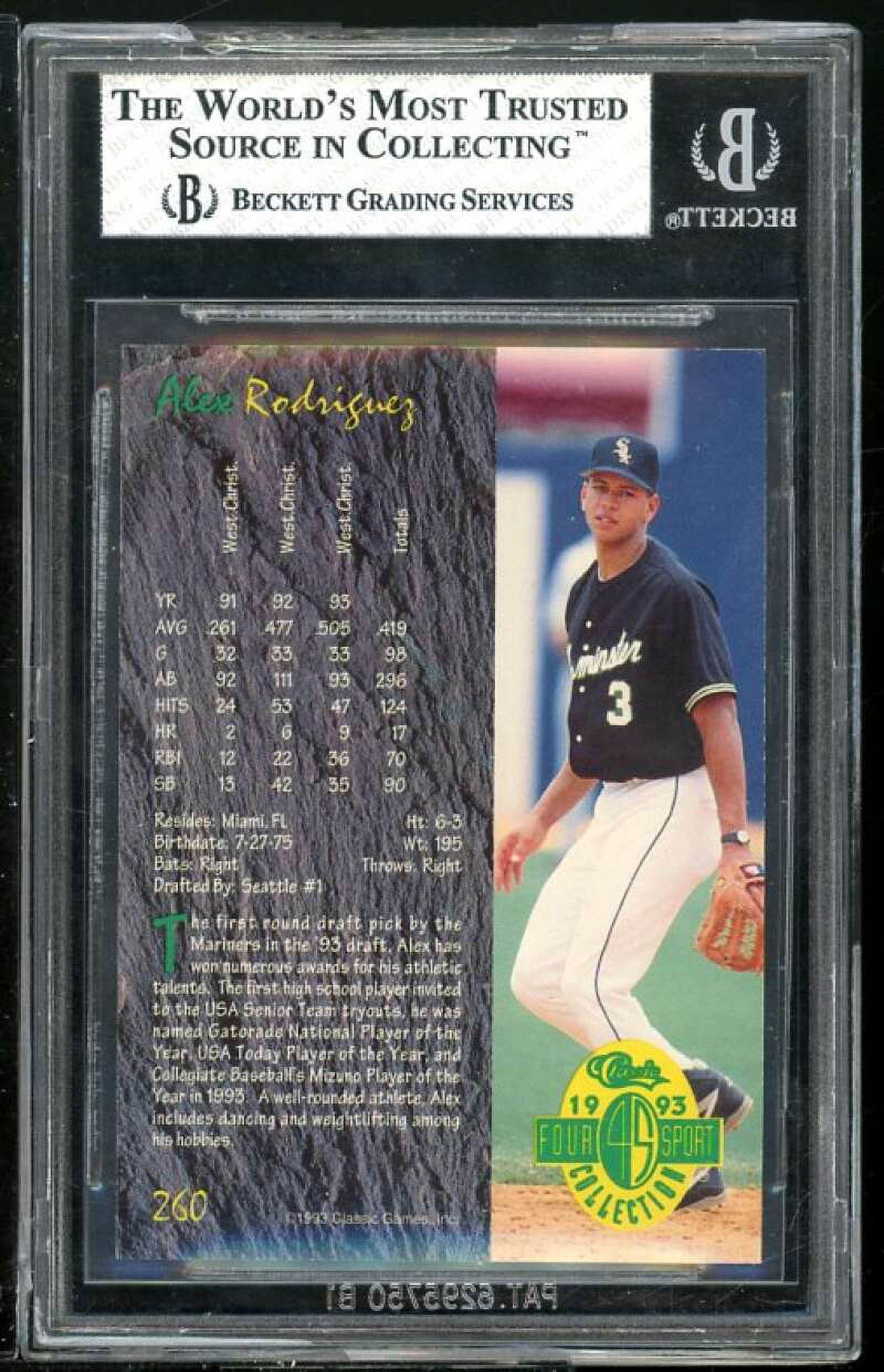 Alex Rodriguez Rookie 1993 Classic Four Sport #260 BGS 7.5 (Read