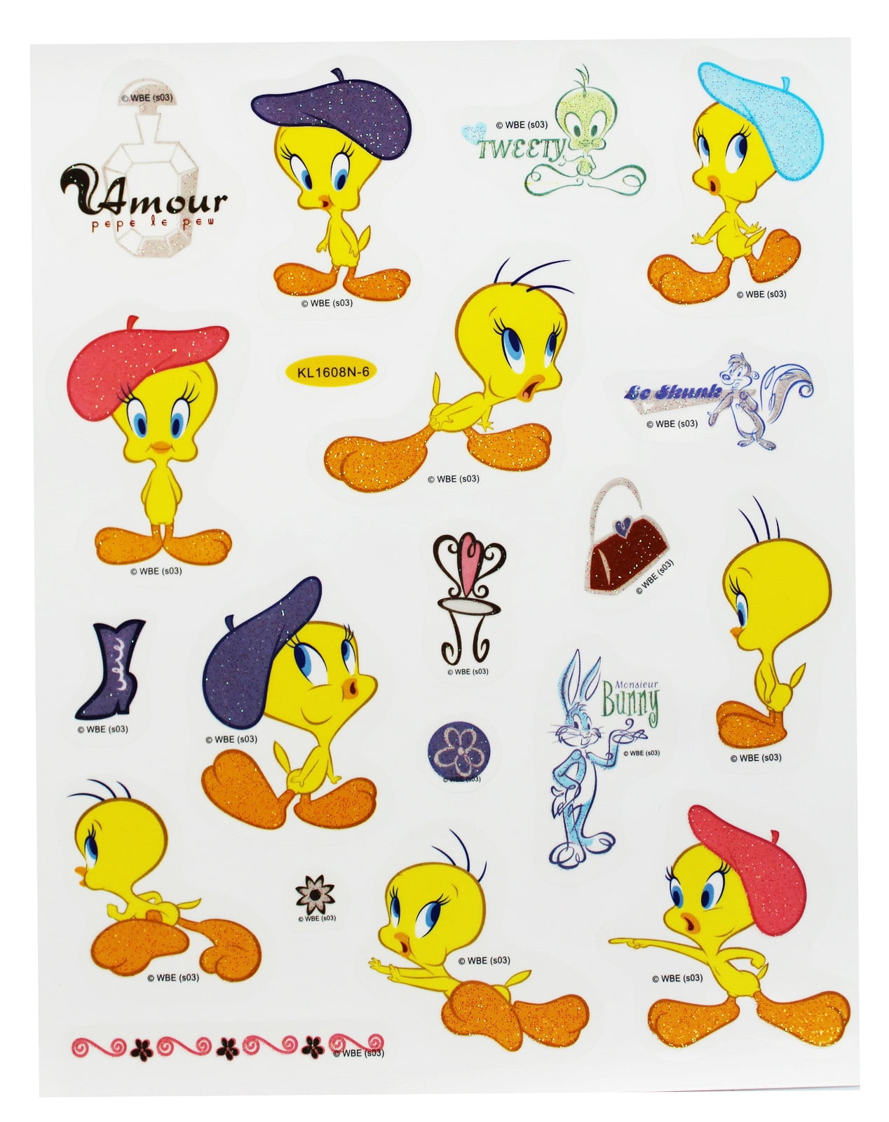 Tweety Bird Looney Tunes Back Action Bugs Pepe Party Favor Scrapbook Stickers Tweety Bird Looney Tunes Back Action Bugs Pepe Party Favor Scrapbook Stickers