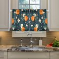 thumbnail image 2 of Yayeee Kitchen Curtains Tier Pair Light Filtering 27"x24" Rod Pocket Short Cafe Window Panel, Green Floral Oranges, 2 of 7
