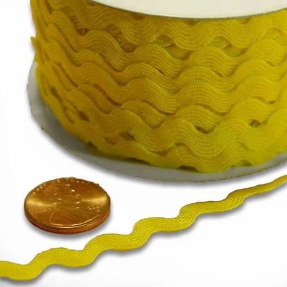 Paper Mart Yellow Ric Rac Trims 5mm x 25 Yards - Woven Polyester Chevron Pattern for Casual, Parties, Crafting, Everyday Use