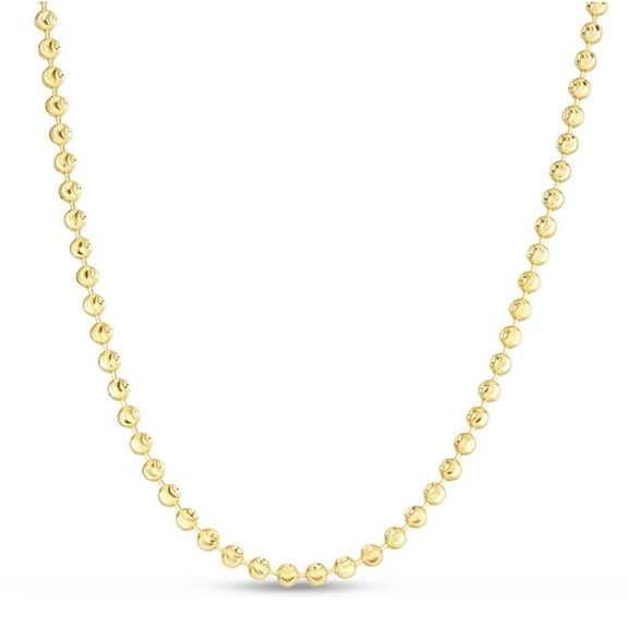 JewelStop 14K Yellow Gold 4mm Diamond-Cut Textured Moon Chain Bracelet 7 Inches Lobster Clasp - 8.52gr.