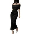 thumbnail image 6 of Women's Bodycon Long Dresses Summer Sexy Strapless Dress Ribbed Elegant Solid Color Casual Cocktail Party Dresses, 6 of 6