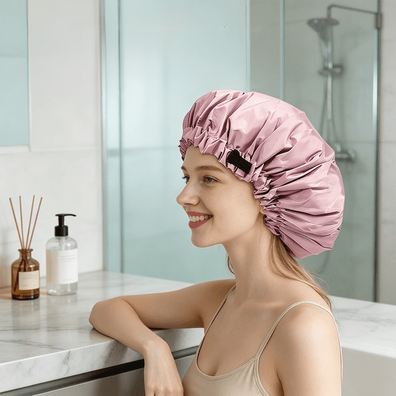 Extra Large Shower Cap, Adjustable Bath Cap, Jumbo Braids Shower Cap, Reusable Waterproof (Purple)