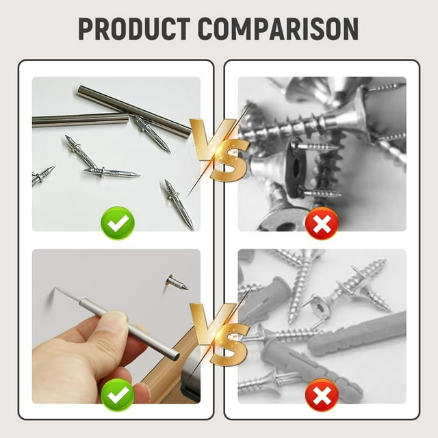 Birdeem Seamless Nail with Double Headed Base Thread Steel Nails Concrete Nails Decorative Nails for Concrete Walls Skirting Boards Invisible Screws With