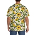 thumbnail image 3 of Gukieu Sunflowers And Butterflies Print Men's Short-sleeved Shirts, Button-down Pocket Shirts, T-shirts, Beach Vacation Travel Summer Clothing-Small, 3 of 5