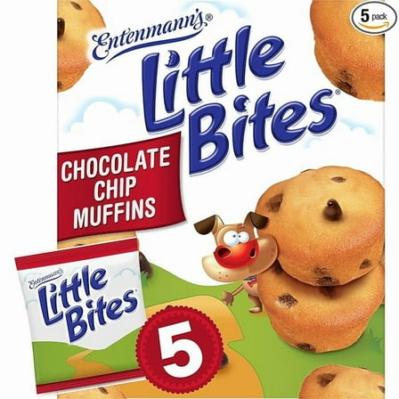 1x Entenmann's Little Bites Chocolate Chip Muffins, Pouches of Mini Muffins 8.25 oz, 5 Count
