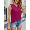 thumbnail image 4 of TEMOFON Tank Tops for Women Loose Fit Summer Scoop Neck Tanks Casual Dressy Comfy Soft Pleats Long Tanks Purple Sleeveless Flowy Tunic Tops M, 4 of 5