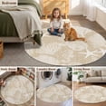 thumbnail image 5 of Brown Beige Coastal Round Area Rug 4Ft Washable Circle Rugs for Bedroom Dining Room, Nautical Coral Starfish Shell Seahorse Ocean Non-Slip Carpet Floor Mats Indoor Outdoor Carpet Runner Home Decor, 5 of 8