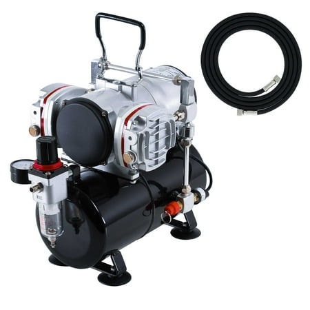 Piston Airbrush Compressor - Twin Piston AIRBRUSH AIR COMPRESSOR w/TANK-2Yr Warranty