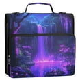 thumbnail image 2 of Water-Resistant 3-Ring Binder Organizer with Multiple Pockets Zipper Binder Bag for Office Purple Neon Waterfall, 2 of 8