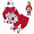thumbnail image 5 of TOWED22 Toddler Girl Clothes Ruffle Shoulder Top+Floral Pants Toddler Girls Outfits 2 Piece Sets,Red,9-12 M, 5 of 9