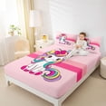 thumbnail image 4 of Homewish Cartoon Bowknot Unicorn Full Size Sheets 4-Piece for Preppy Child,Geometric Stripes Breathable Bed Sheets,Dreamy Princess Animal Lightweight Sheet Sets,Ultra Soft Home Decor, 4 of 7