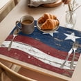 thumbnail image 3 of Independence Day Placemats Set of 6, Vintage American Flag Retro Blue Red Wave Wood Grain Non-Slip Place Mats Washable Table Mats for Kitchen Dining Table Decorations Indoor/Outdoor, 3 of 9