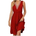 thumbnail image 5 of Lmnyox Women's Cocktail Midi Dress Elegant Sleeveless V Neck Dress High Waist Party Club Dress, 5 of 5