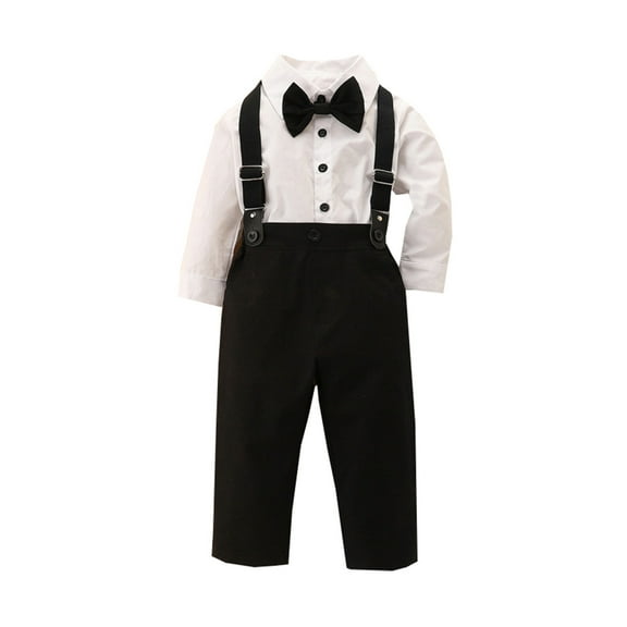 Gerichy Toddler Baby Boy Clothes Fall Winter Outfit, Toddler Boys Long Sleeve White Shirt Tops Pants With Black Tie Child Kids Gentleman Outfits