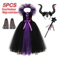 thumbnail image 3 of Disfraz de maléfica para Halloween para niñas, vestido de tutú negro de bautizo, Cosplay de demonio, Reina, bruja, ropa de fiesta de Carnaval, 3 of 5