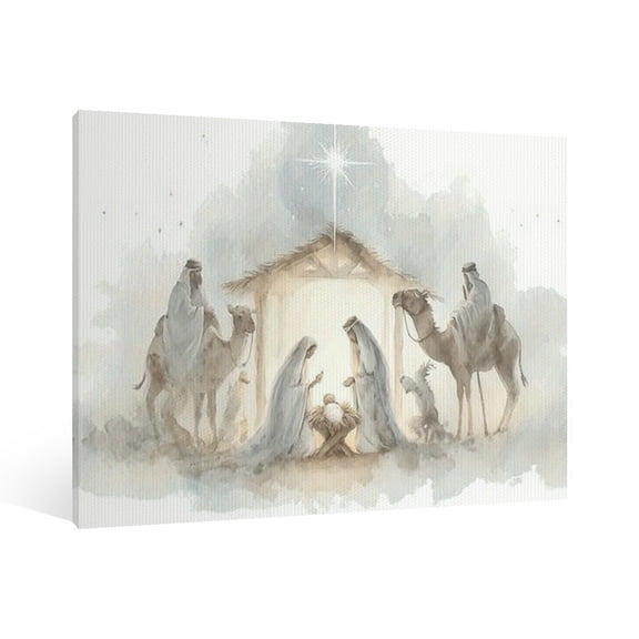 Vintage Jesus Nativity Scene Canvas Wall Art Paint , Christian Jesus Wall Art Decor,Christmas Wall Religious Artwork for Prayer Church Home Living Room,Bedroom Wall Decor Framed