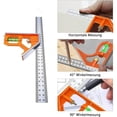 thumbnail image 4 of Escuadra combinada - Regla multifunción ajustable de 300 mm - Herramienta transportadora de 12 pulgadas con nivel de burbuja y práctico tirador de cable - Escuadra ajustable de 45/90 grados para dise JAMW Sencillez, 4 of 5