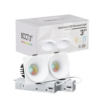 5CCT LED 3inch Recessed Lighting with J-Box, 12W Trimless Ceiling Downlight, Dimmable, Canless Spotlight, CRI 90, 3000-6500K Selectable