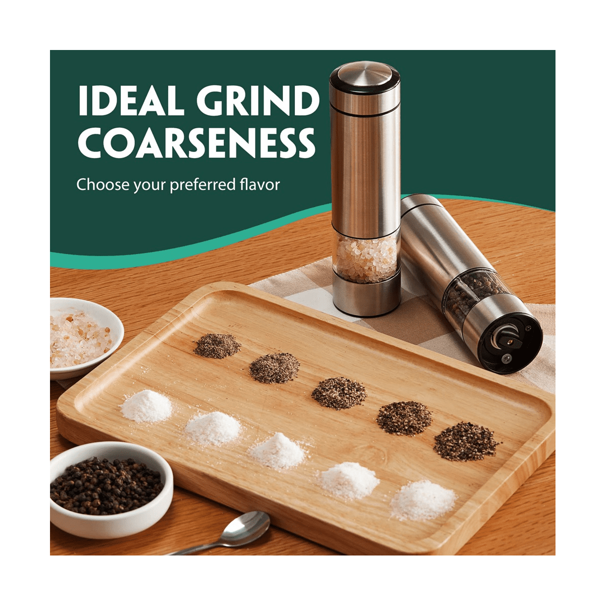 Electric Salt and Pepper Grinder , Automatic Salt and Pepper Grinder, Battery Operated Pepper with Light