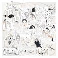 thumbnail image 1 of Juego de pegatinas Doodle en blanco y negro, 50 piezas, arte lineal minimalista, 1 of 2