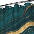 thumbnail image 3 of Teal Gold Wave Marble Pattern Shower Curtain 84"x72" ,Bathroom Decorative Shower Curtains Set with 12 Hooks,Modern Waterproof Washable Shower Curtain, 3 of 6