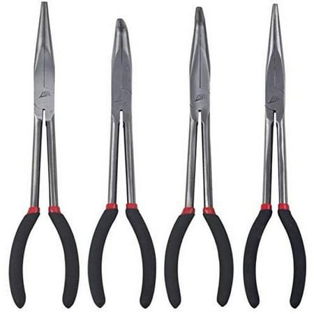 ATD Tools 814 Ensemble de Pinces à Nez à Aiguille 4 Pcs. Long 11 Po.