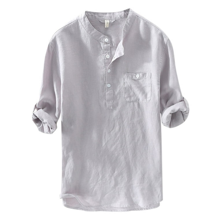haxmnou mens casual cotton linen shirt long sleeve loose blouse