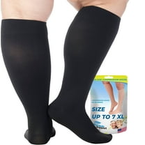 Plus Size Opaque Compression Socks for Women and Men 20-30mmHg - Black, 7XL