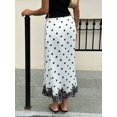 thumbnail image 2 of Womens Polka Dot Maxi Skirt Black White Satin Lace Hem Long Skirt, 2 of 8