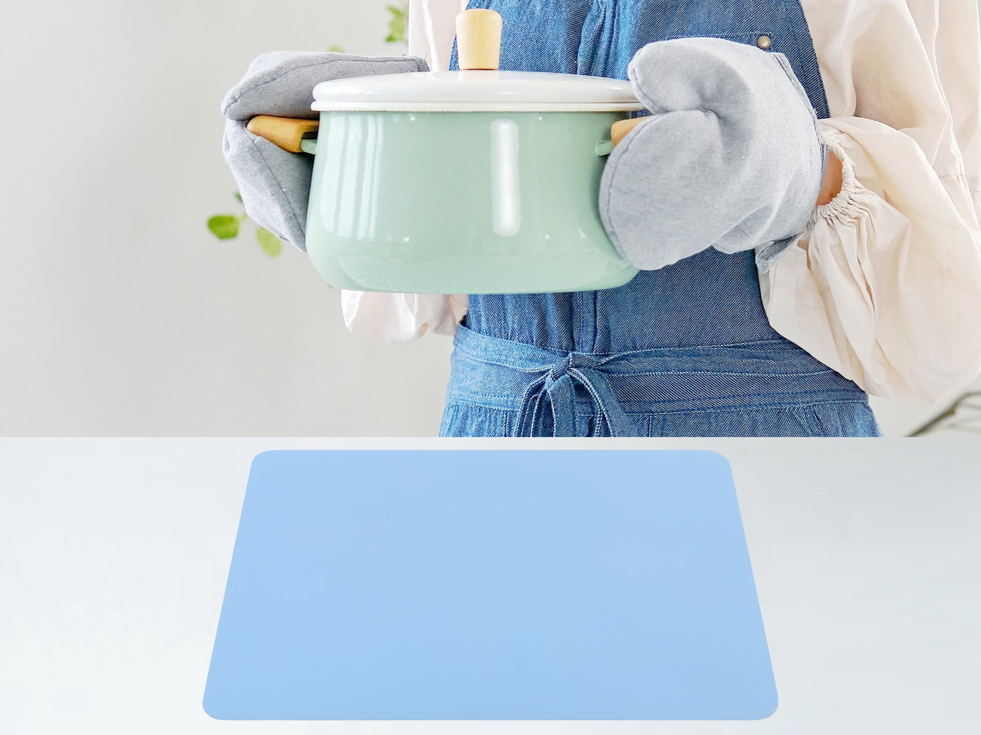 Unique Bargains Set of 6 Silicone Placemats for Kitchen Dining Table Decor Blue