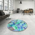 thumbnail image 3 of Ahgly Company Indoor Round Patterned Turquoise Green Area Rugs, 6' Round, 3 of 6