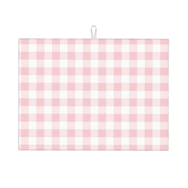 Balery Pink Checkboard Alfombrilla de Secado para Cocina, 18x24 Pulgadas, Súper Absorbente para Platos y Encimeras