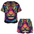 thumbnail image 3 of Tiger Animal Graffiti 2 Pack Women’s Pajama Set Print Sleepwear And Shorts Y2k Loungewear Sets S-5XL, 3 of 7