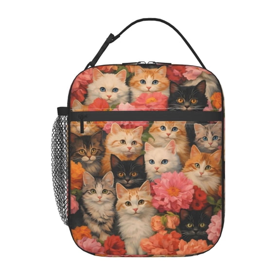 Cute Cat Floral Lovers Lunch boxs Portable Thermal Lunch Bags