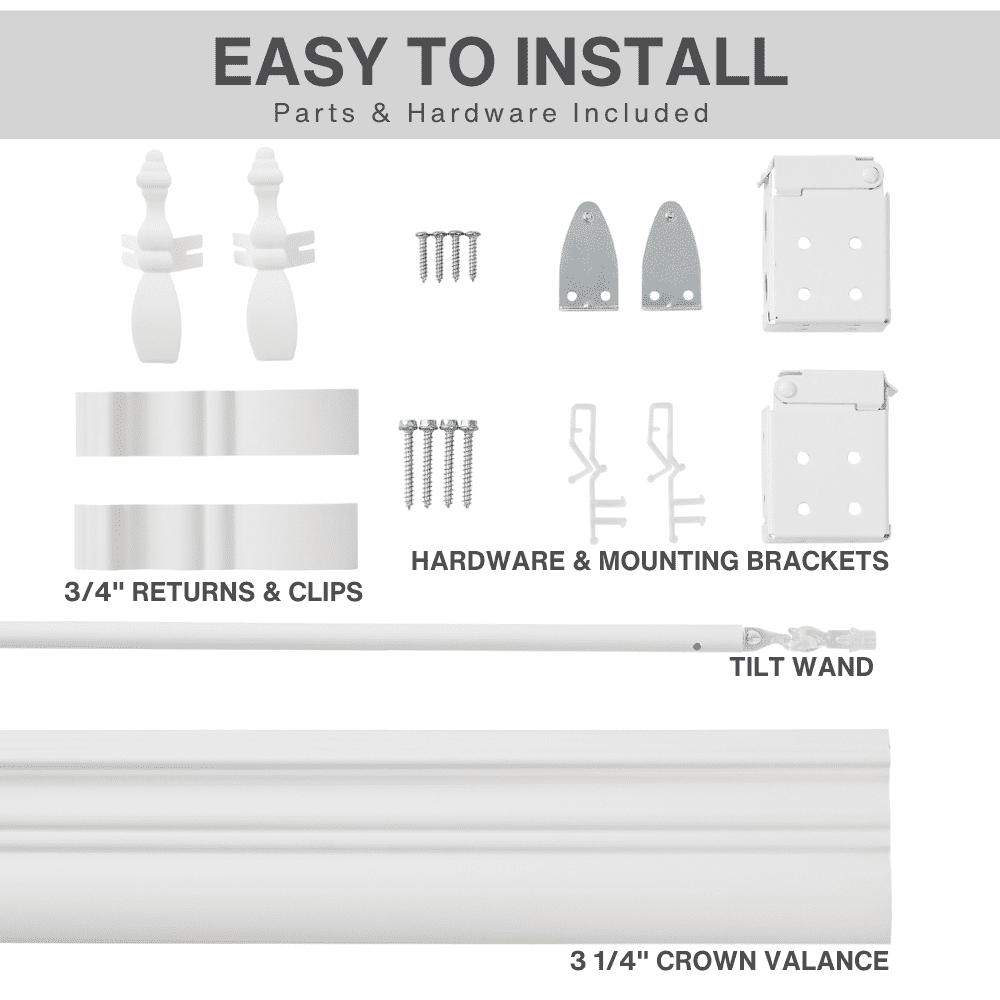 Lotus & Windoware Cordless 2" Faux Wood Room Darkening Horizontal Blind, 48" W x 48" L, Bright White, Embossed