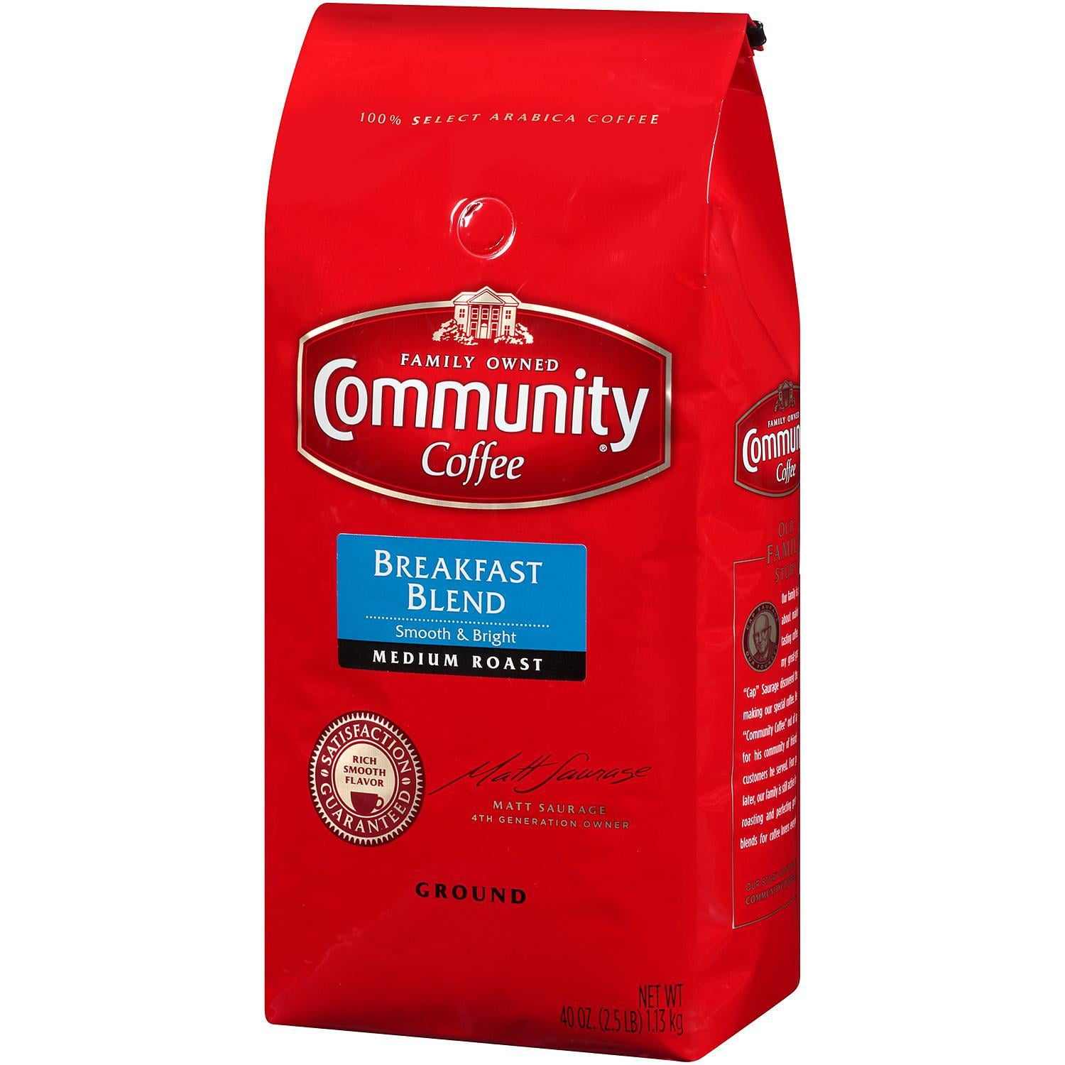 Community Coffee Premium Ground Coffee, Breakfast Blend Medium Roast, 40 Ounce