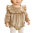 thumbnail image 6 of Staki Baby Girl Bubble Shirt Romper Outfit Long Sleeve Fall Bodysuit Top Newborn Oversized Crewneck Jumpsuit 0-18M,3-6 Months, 6 of 6