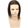 thumbnail image 6 of 12" Long Hair Men's Toupee Hair Replacement Systems Swiss Lace Front Natural Hairline Hairpieces Thin Skin PU V-looped 10\"x8\" Base Size (1B Black Color), 6 of 7