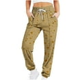 thumbnail image 3 of BiZtdJrK Lightning Sales Of Today Womens Stars Printed Sweatpants Drawstring Casual Sports Joggers Pants Elastic Waist Lounge Trousers with Pockets Khaki XXL, 3 of 6