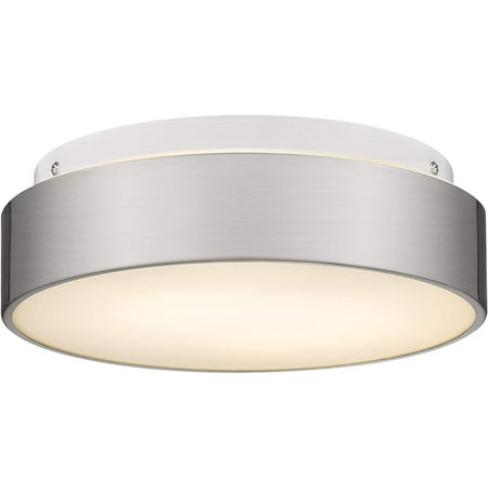 

KUSONG 12 Flush Mount Ceiling Light Fixture Frosted Glass Shade 2-Light Close to Ceiling Light Fixture in Brushed Nickel Finish for Living Room Hallway Bedroom C3312 ST