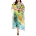 thumbnail image 2 of White Mark Women's Plus Size Sheer Caftan Dress with Tie-up Neckline, 2 of 5