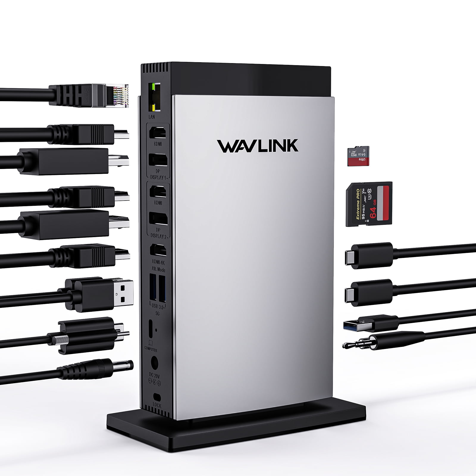 WAVLINK Universal DisplayLink Docking Station, Triple 4K USB C USB 3.0 Laptop Dock for M1 M2 M3 Mac and Windows, 15 In 1 with 3 HDMI, 2 DP, RJ45, Audio/Mic, SD/TF, 5 USB Ports