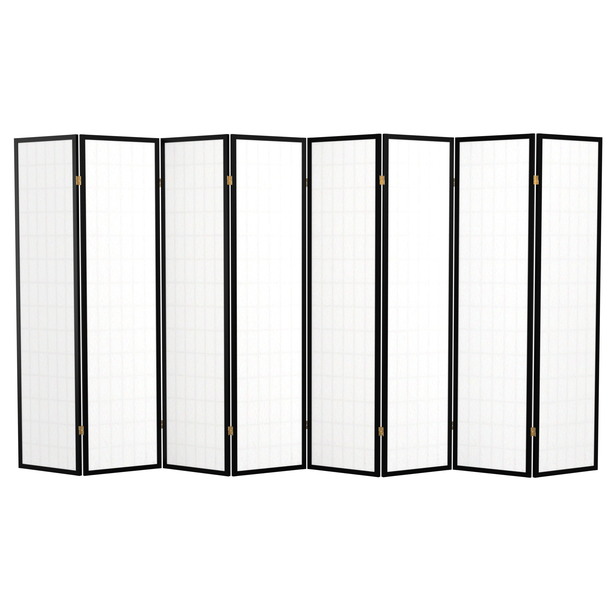 6 ft. Tall Window Pane Shoji Screen - Black - 8 Panels
