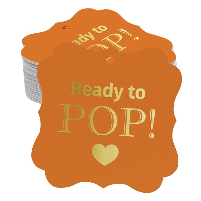 Inkdotpot Pack Of 50 Ready To Pop Baby Shower Paper Tags DIY Craft Bracket Shape Real Gold Foil Hang Tags